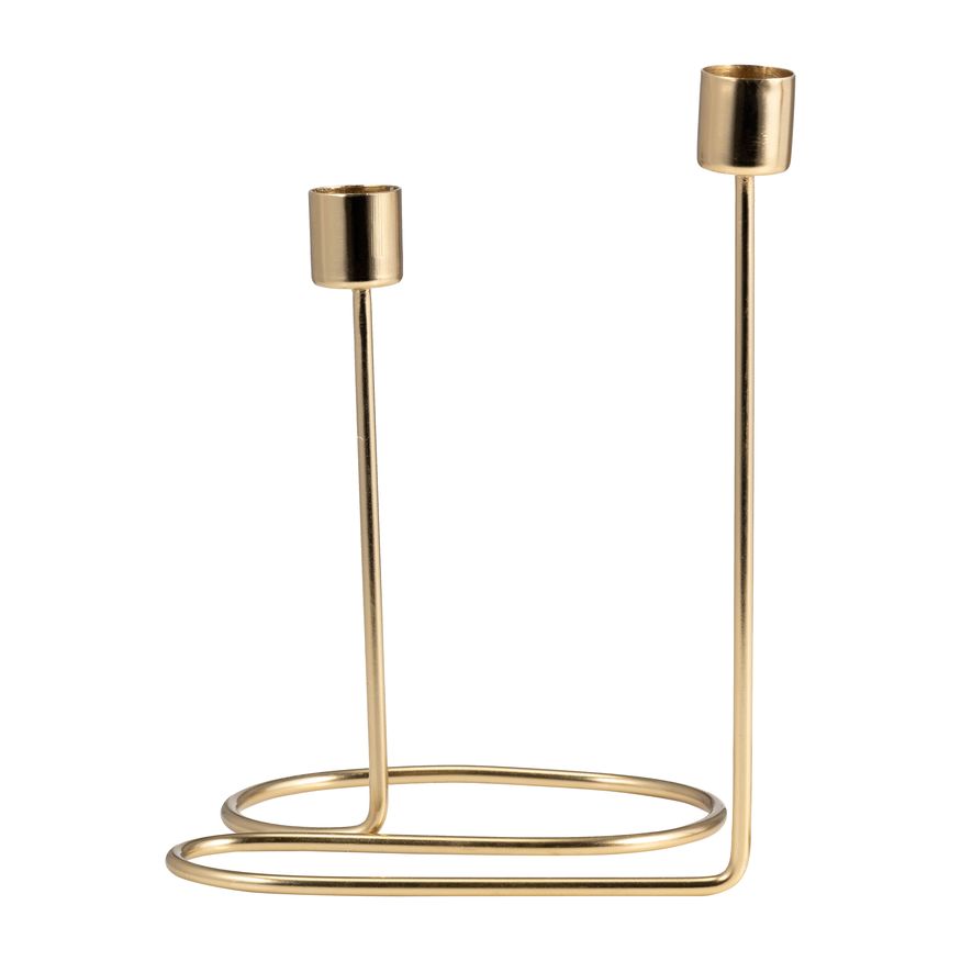 Sagebrook 8" Metal Double Swirl 2-Taper Candle Holder - Gold