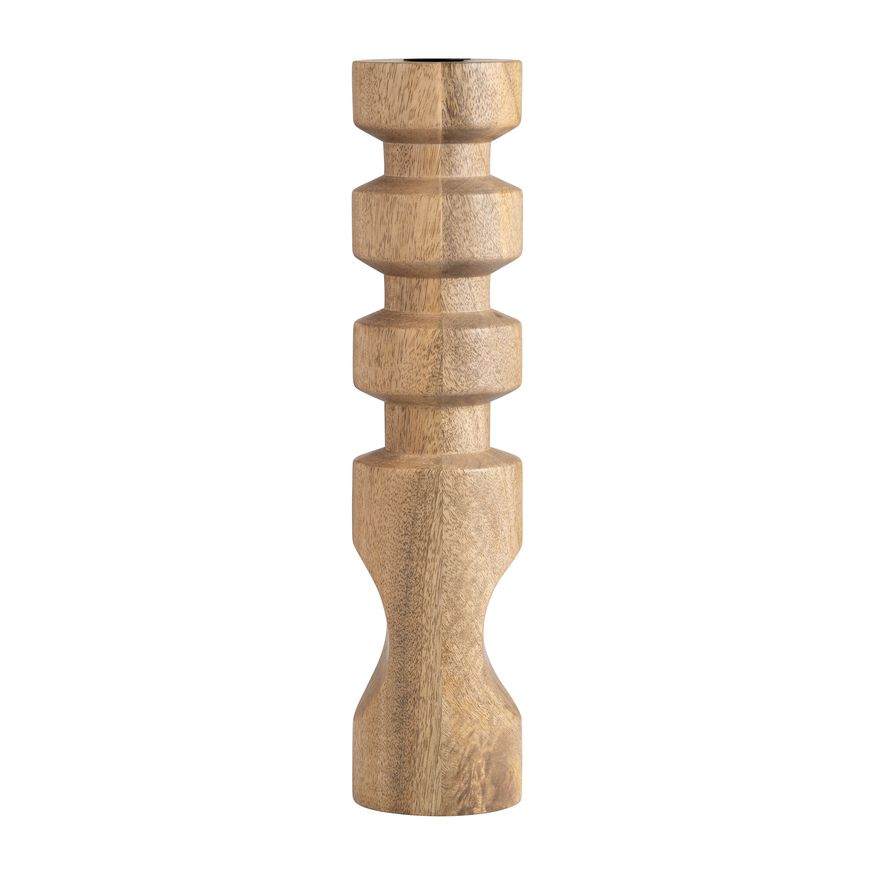 Sagebrook 14" Wood Stacked Taper Candle Holder - Natural