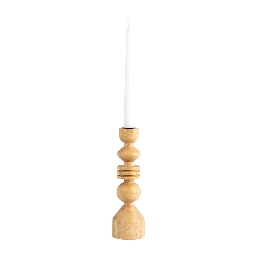 Sagebrook 10" Wood Stacking Shapes Taper Candle Holder