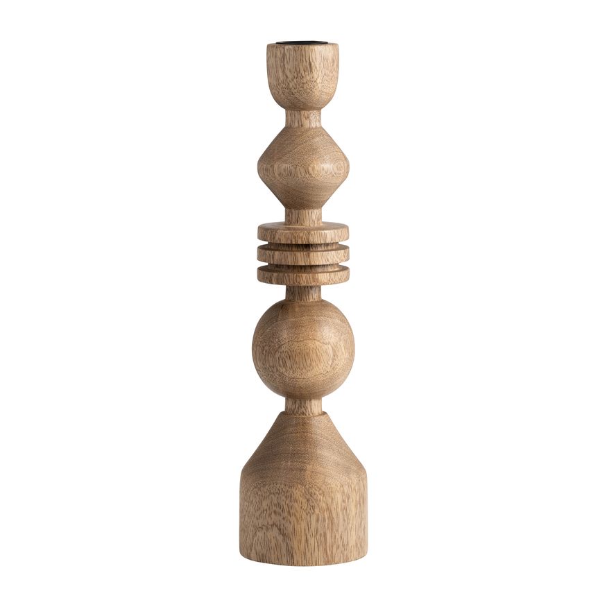 Sagebrook 10" Wood Stacking Shapes Taper Candle Holder