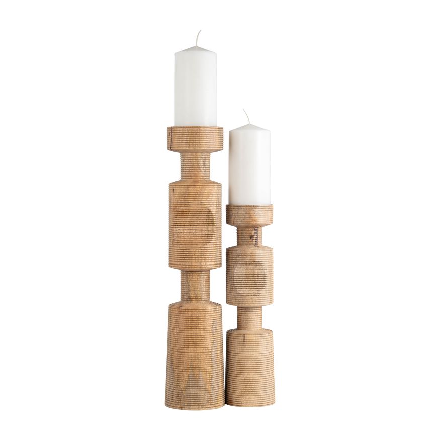 Sagebrook 20" Wood Nomad Pillar Candle Holder - Natural