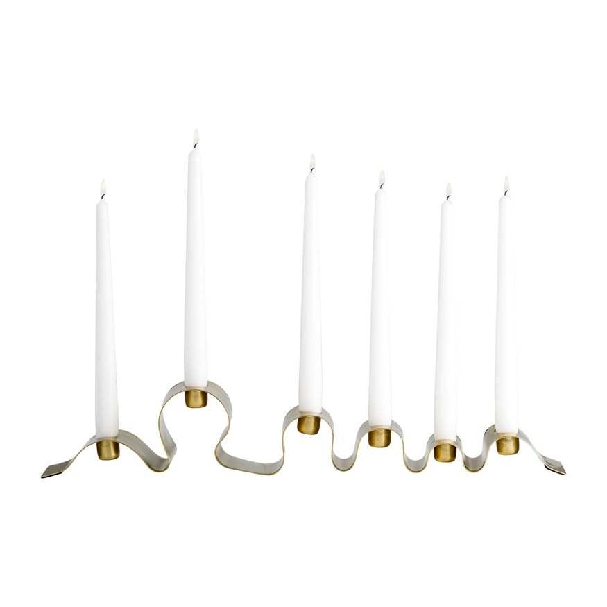 Sagebrook 20" Metal Ribbon 6-Taper Candle Holder - Gold