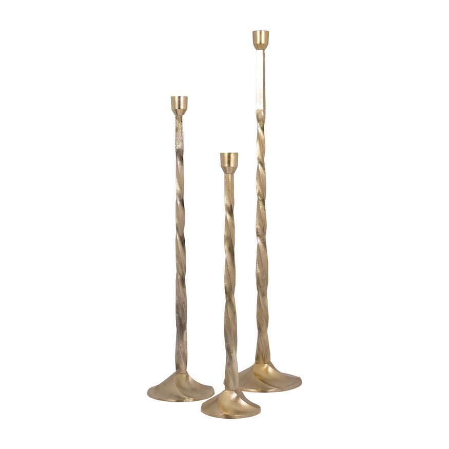 Sagebrook 24" Metal Twisted Floor Taper Candle Holder - Gold