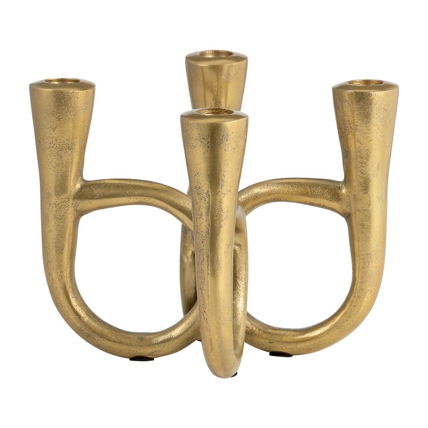 Sagebrook - 7" Metal French Horn 4-Taper Candle Holder in Gold