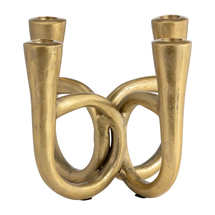 Sagebrook - 7" Metal French Horn 4-Taper Candle Holder in Gold