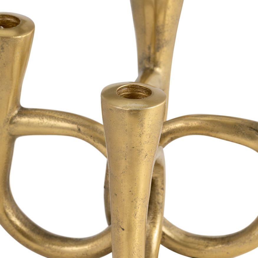 Sagebrook - 7" Metal French Horn 4-Taper Candle Holder in Gold