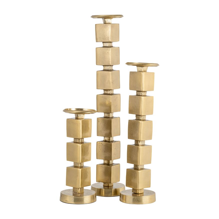 Sagebrook 12" Metal Stacked Cubes Candle Holder - Gold