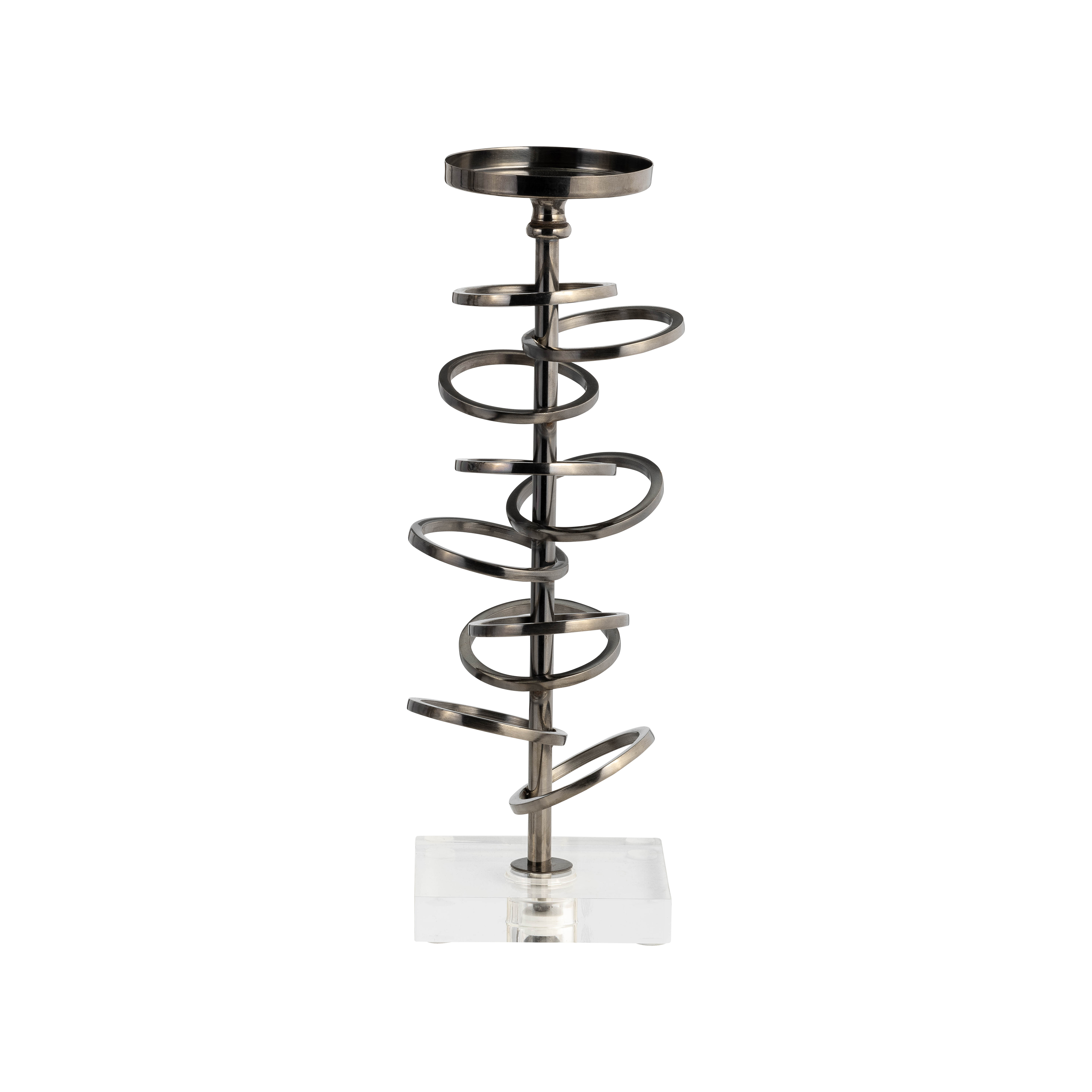 Sagebrook 15" Metal Ring Toss On Acrylic Candle Holder