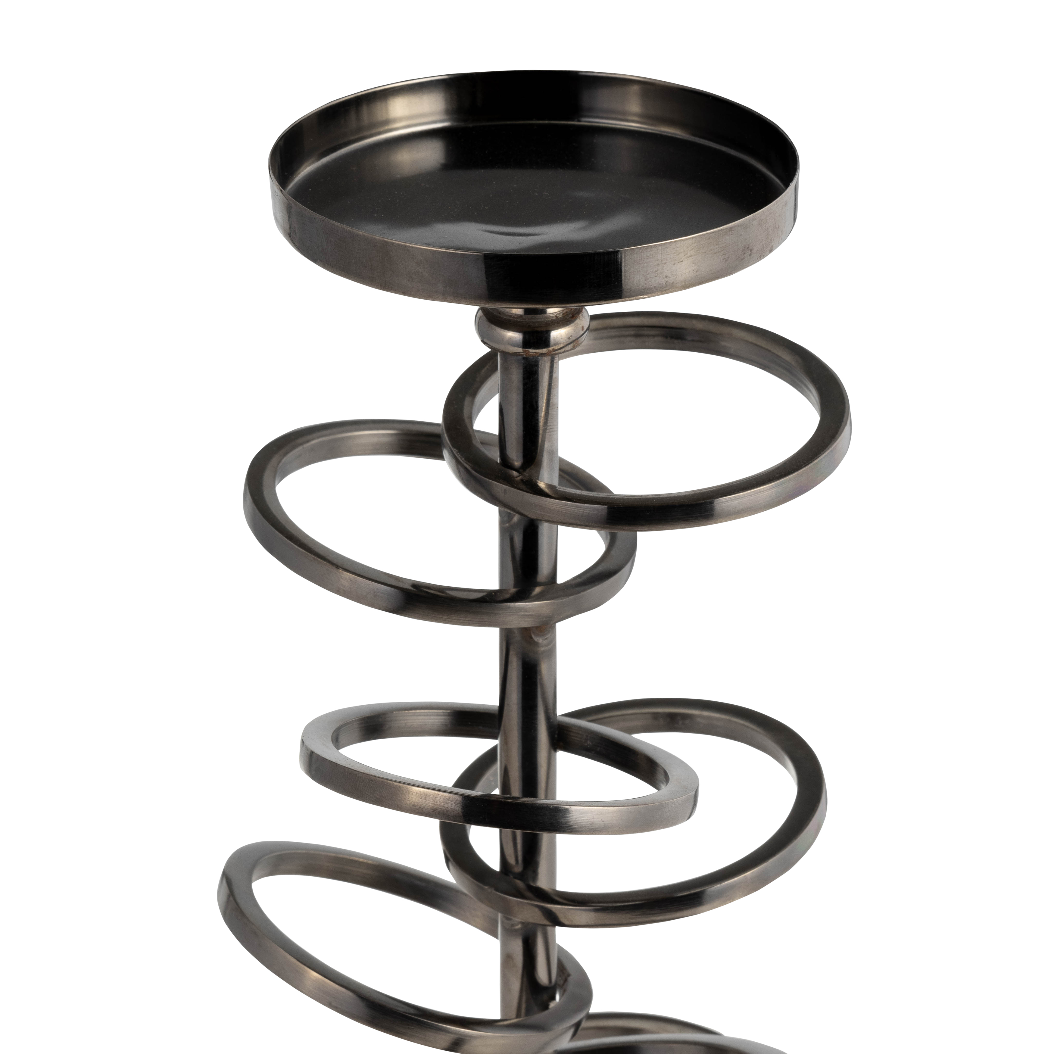 Sagebrook 12" Metal Ring Toss On Acrylic Candle Holder - Gunmetal