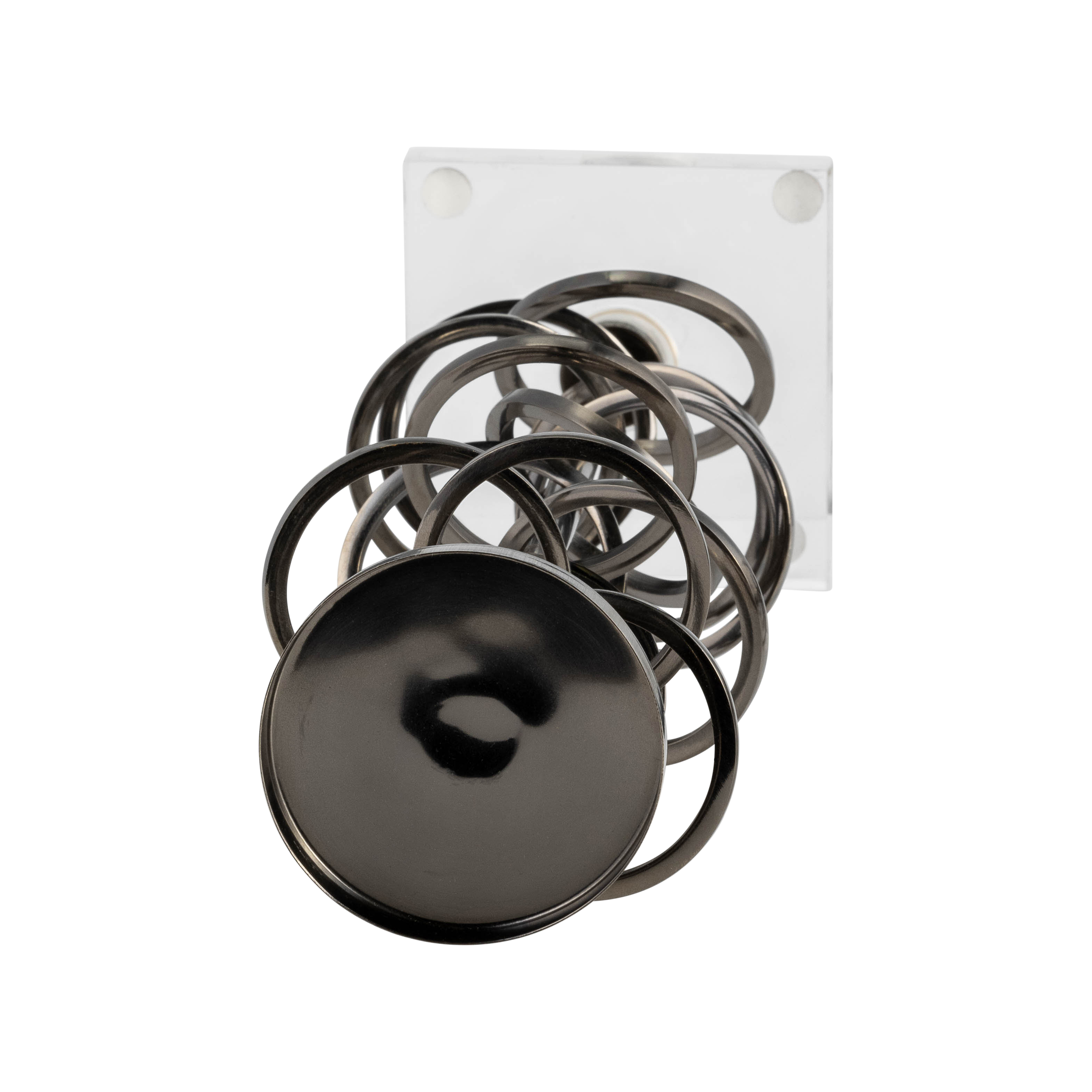 Sagebrook 12" Metal Ring Toss On Acrylic Candle Holder - Gunmetal