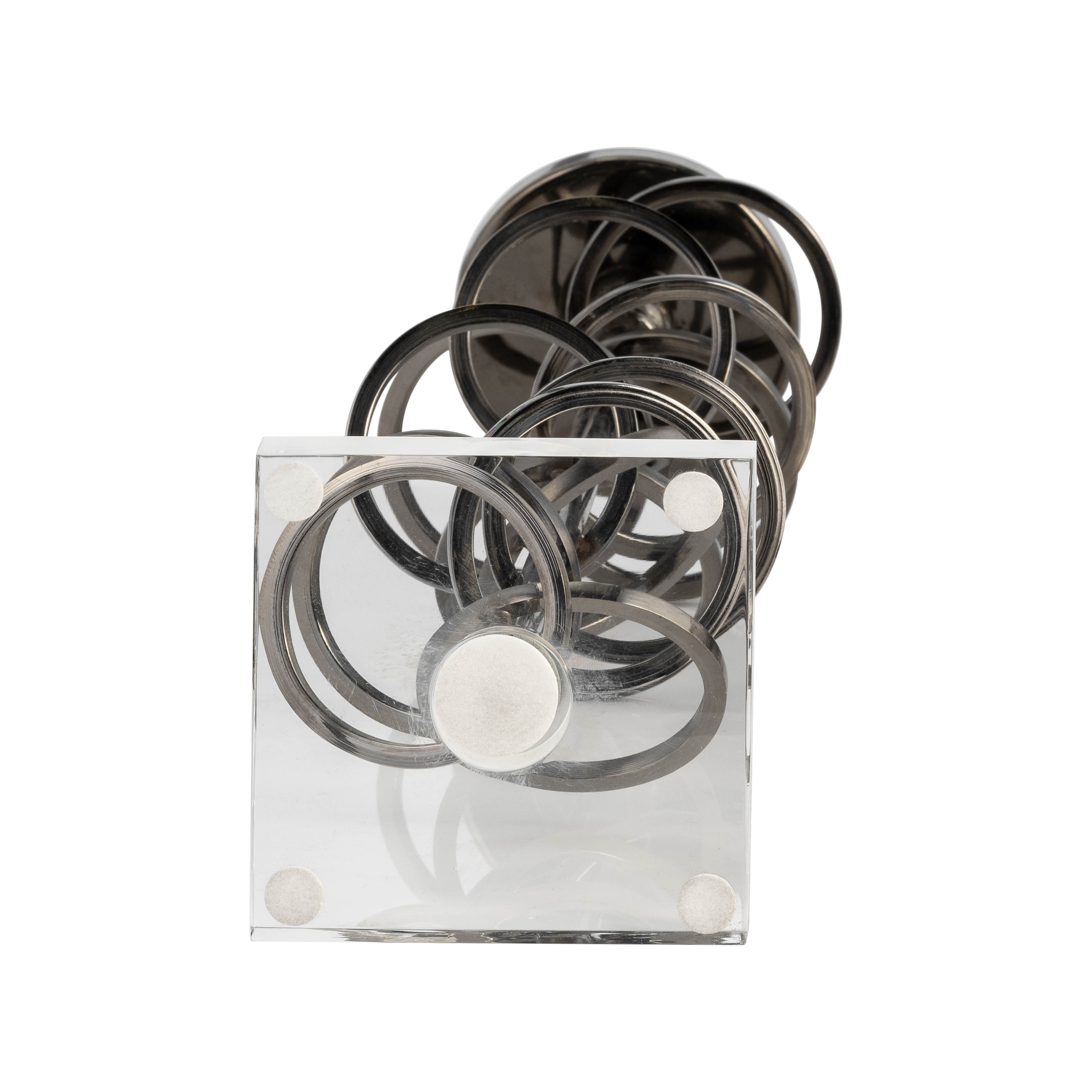 Sagebrook 12" Metal Ring Toss On Acrylic Candle Holder - Gunmetal