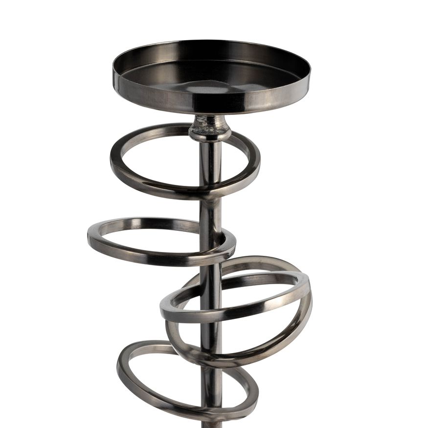 Sagebrook 15" Metal Ring Toss On Acrylic Candle Holder - Gunmetal