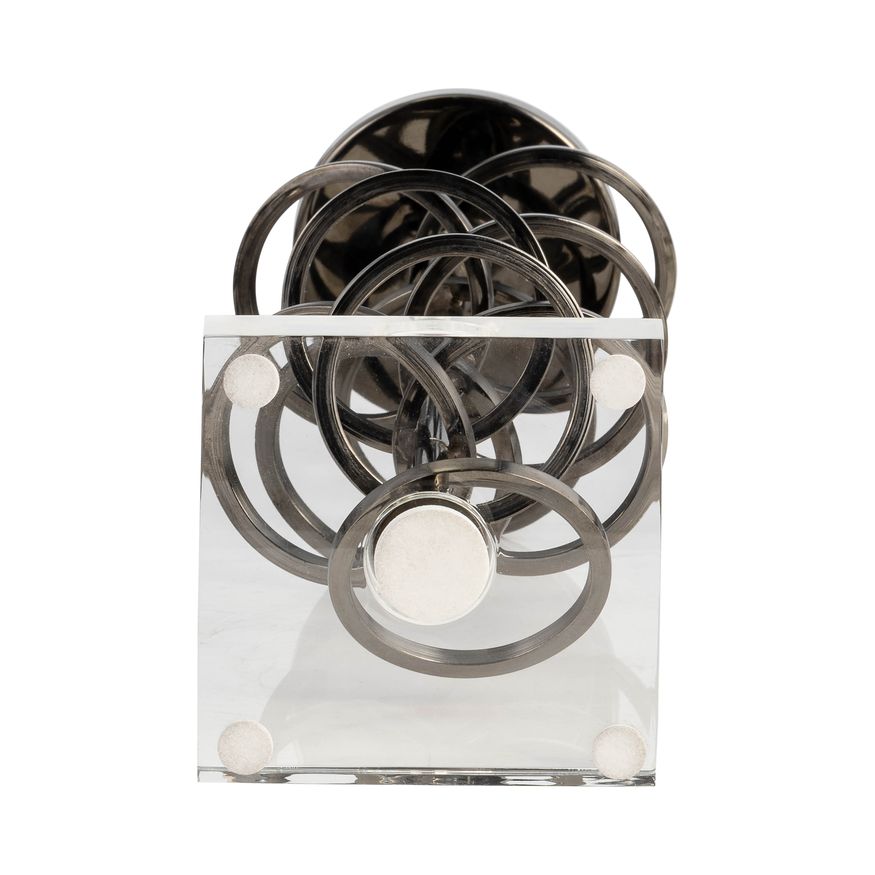 Sagebrook 15" Metal Ring Toss On Acrylic Candle Holder - Gunmetal