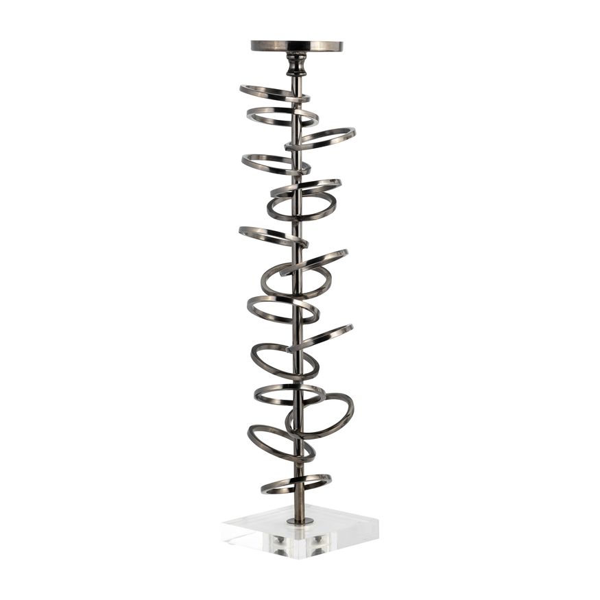 Sagebrook 18" Metal Ring Toss On Acrylic Candle Holder - Gunmetal