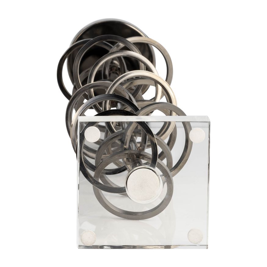 Sagebrook 18" Metal Ring Toss On Acrylic Candle Holder - Gunmetal