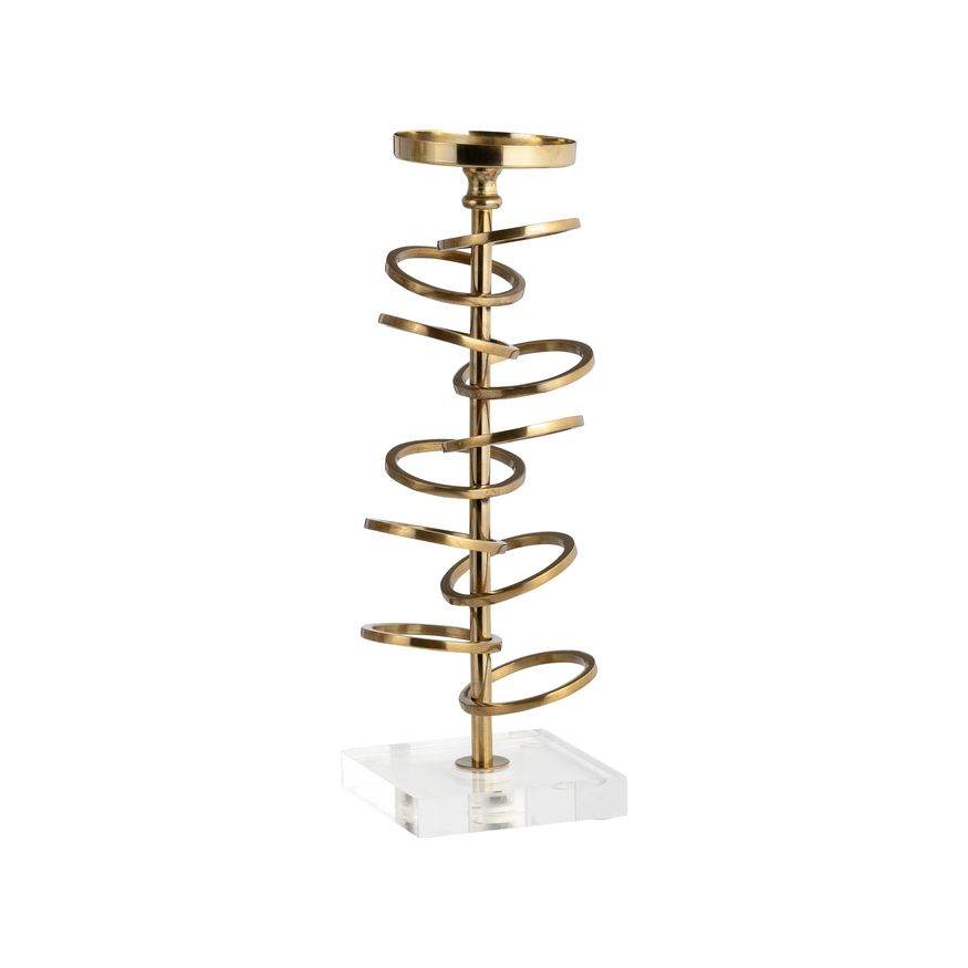 Sagebrook 12" Metal Ring Toss On Acrylic Candle Holder - Gold