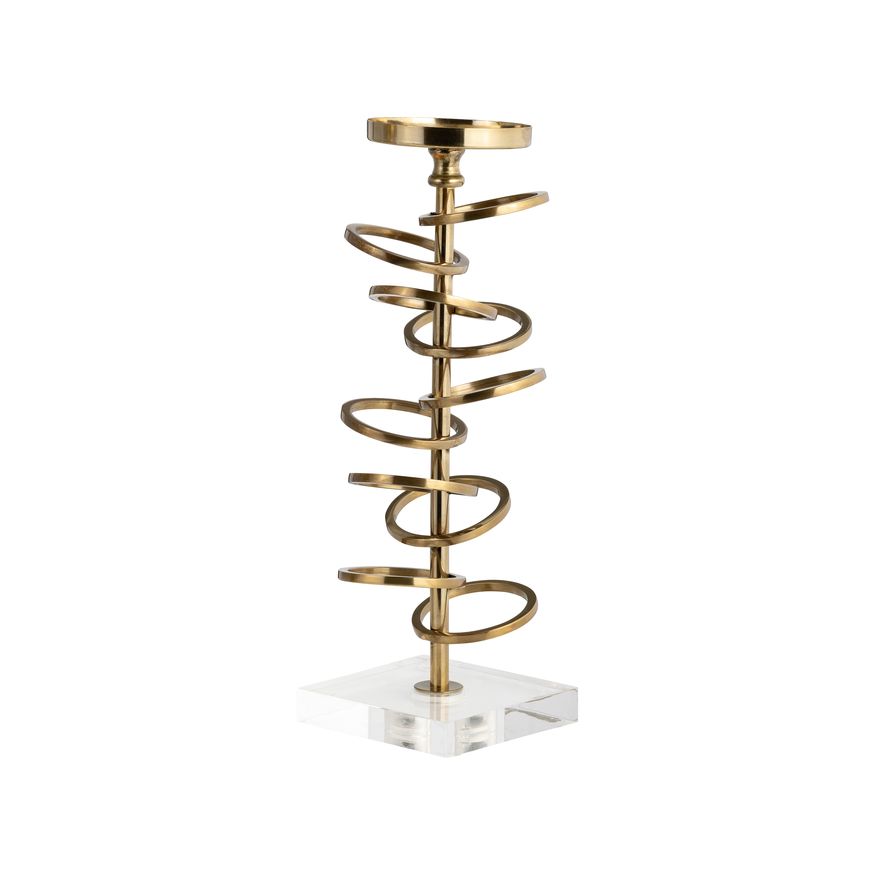 Sagebrook 12" Metal Ring Toss On Acrylic Candle Holder - Gold