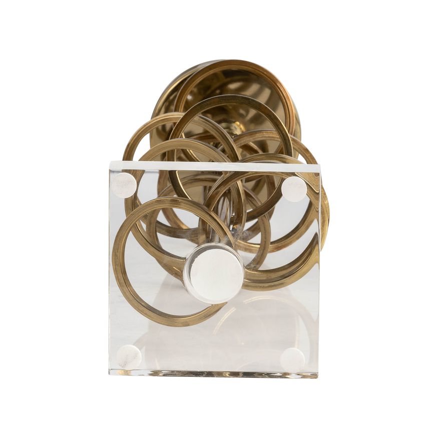 Sagebrook 12" Metal Ring Toss On Acrylic Candle Holder - Gold