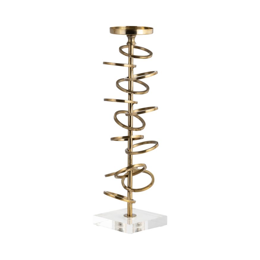 Sagebrook 15" Metal Ring Toss On Acrylic Candle Holder - Gold