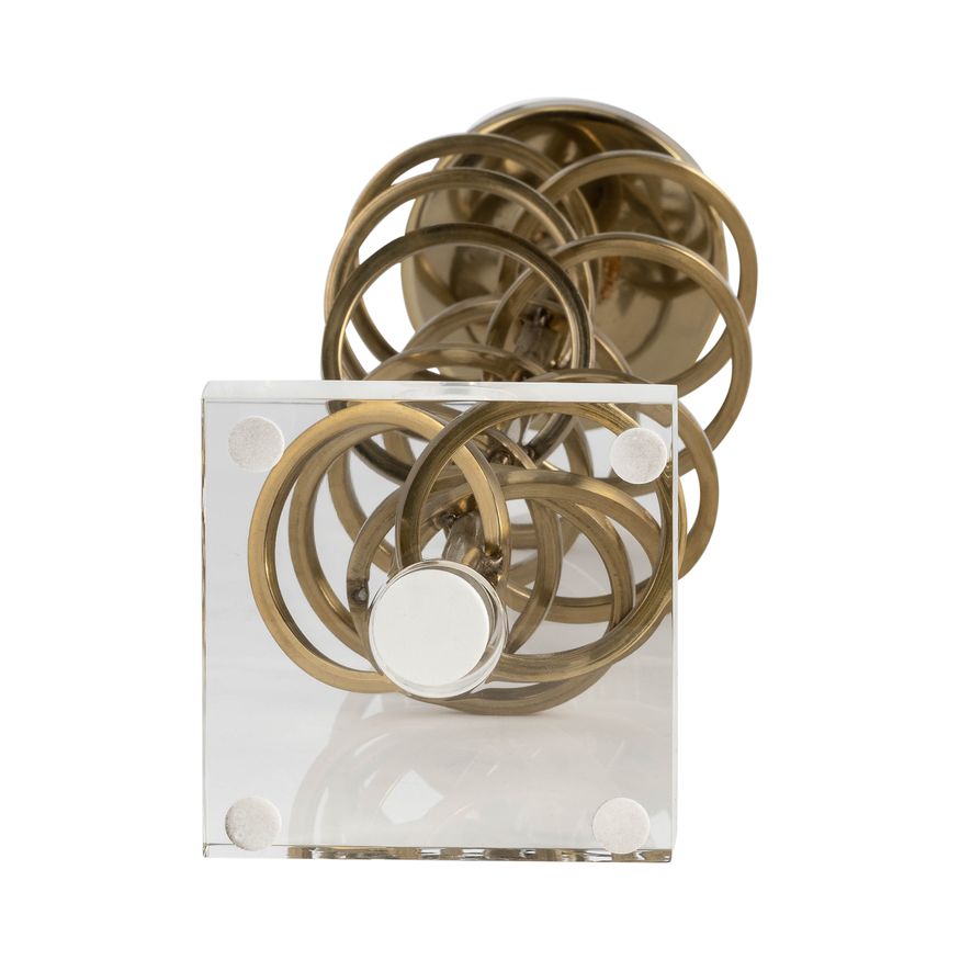 Sagebrook 15" Metal Ring Toss On Acrylic Candle Holder - Gold