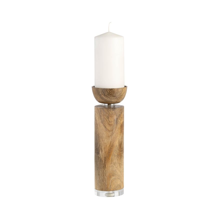 Sagebrook 11" Wood Acrylic Detail Taper Candle Holder