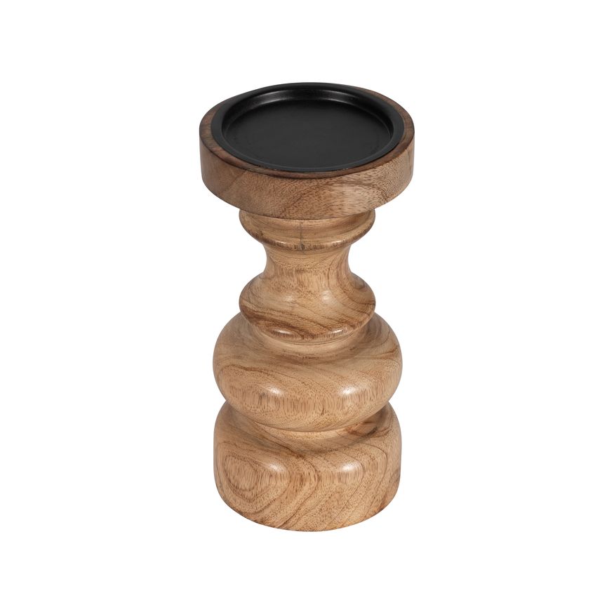 Sagebrook 8" Wood Traditional Pillar Candle Holder - Natural