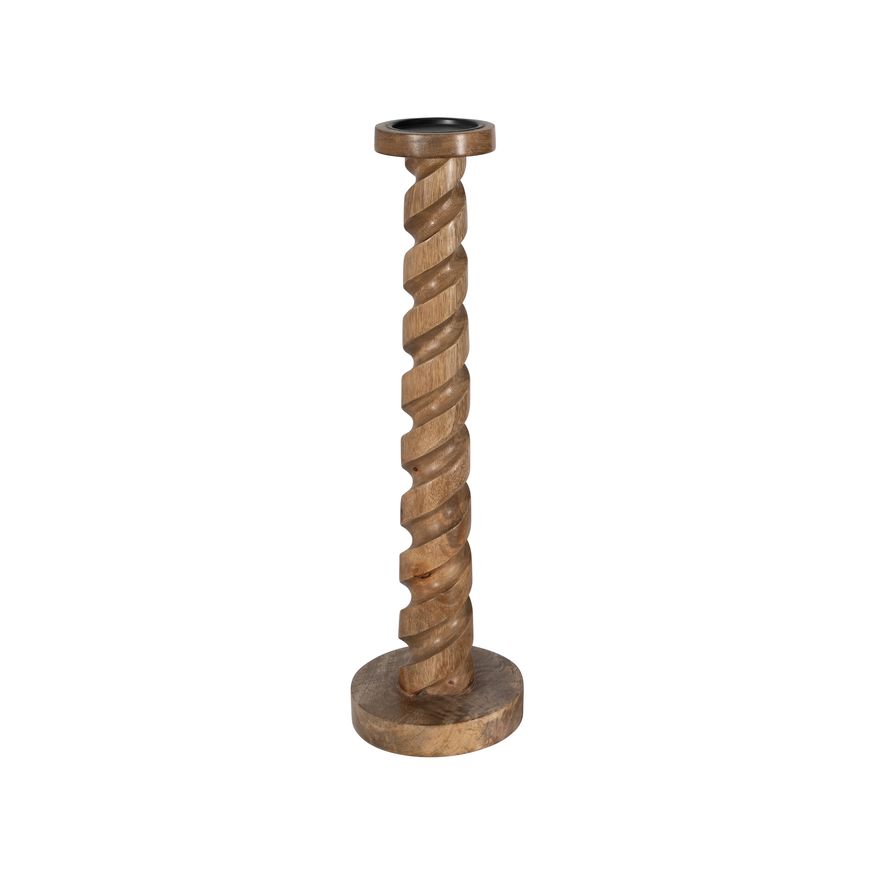 Sagebrook 24" Wood Spiral Floor Pillar Candle Holder