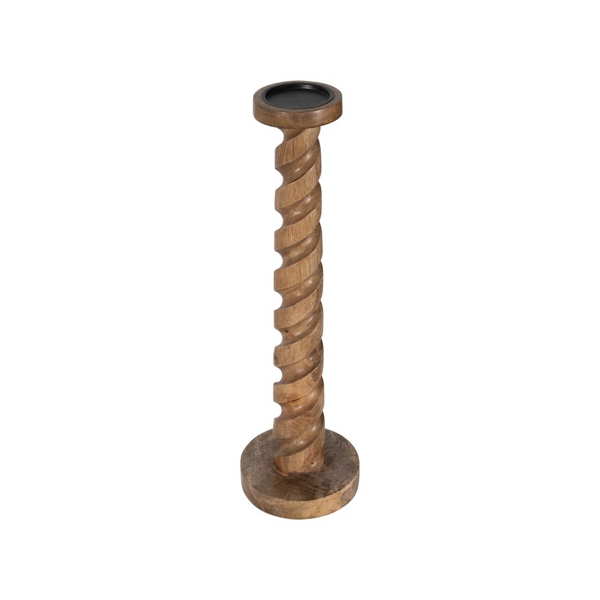 Sagebrook™ 24" Wood Spiral Floor Pillar Candle Holder - Natural