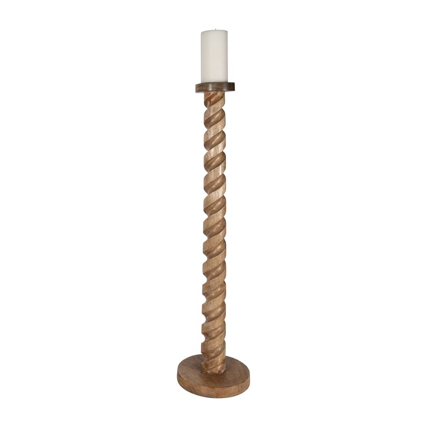 Sagebrook™ 36" Wood Spiral Floor Pillar Candle Holder - Natural