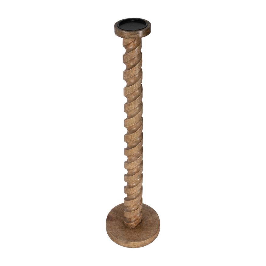 Sagebrook™ 36" Wood Spiral Floor Pillar Candle Holder - Natural