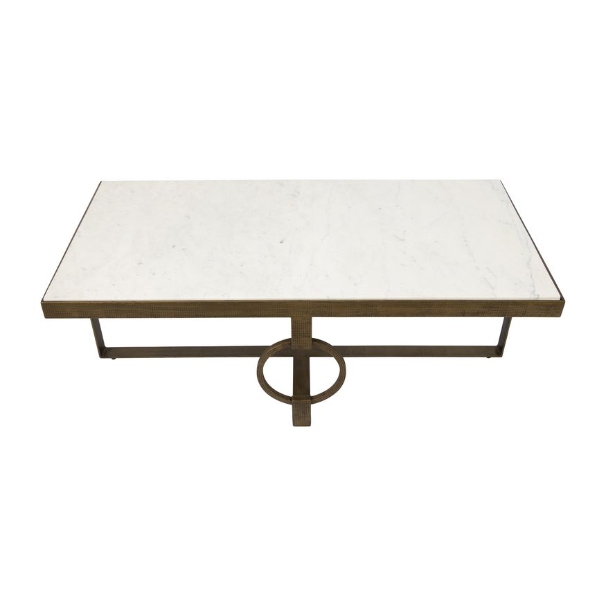 Sagebrook - Metal Coffee Table With Marble Top in Gold/White