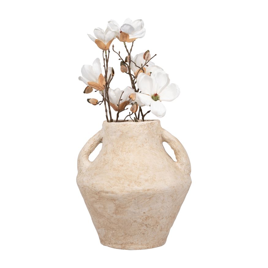 Sagebrook 14" Paper Mache Vase With Handles - White