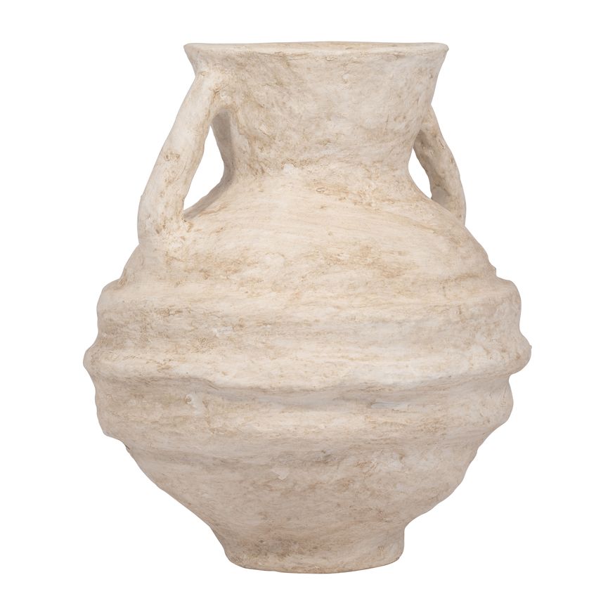 Sagebrook 15" Paper Mache Vase With Handles - White