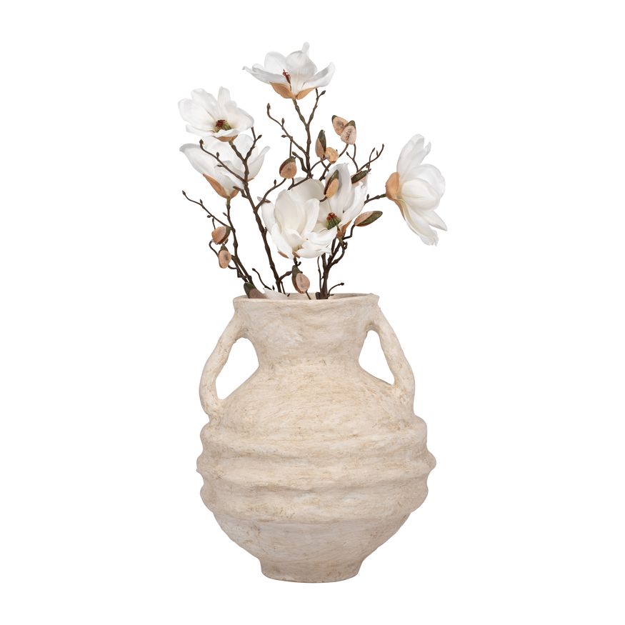 Sagebrook 15" Paper Mache Vase With Handles - White