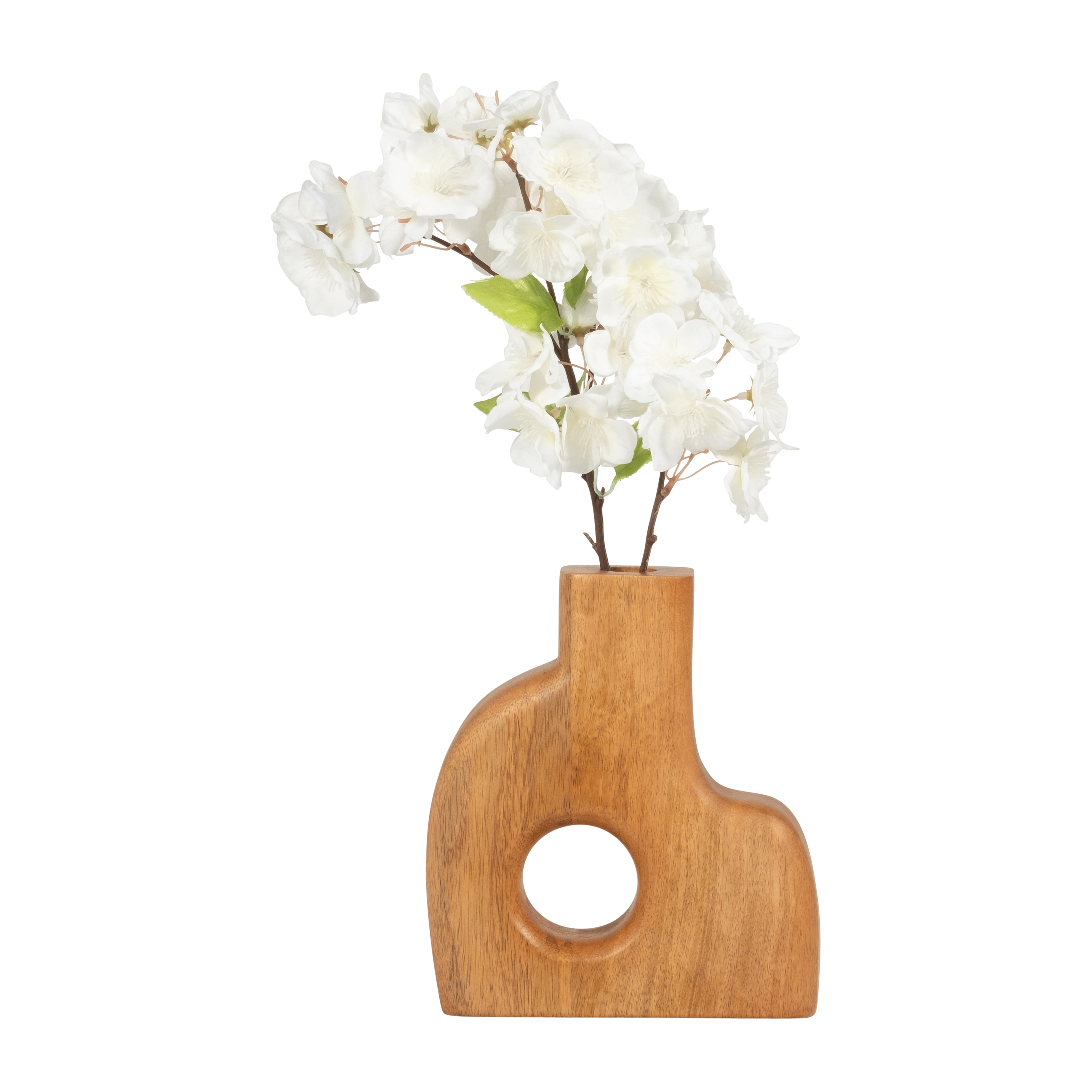 Sagebrook - 8" Wood Circle Cut-out Vase in Natural