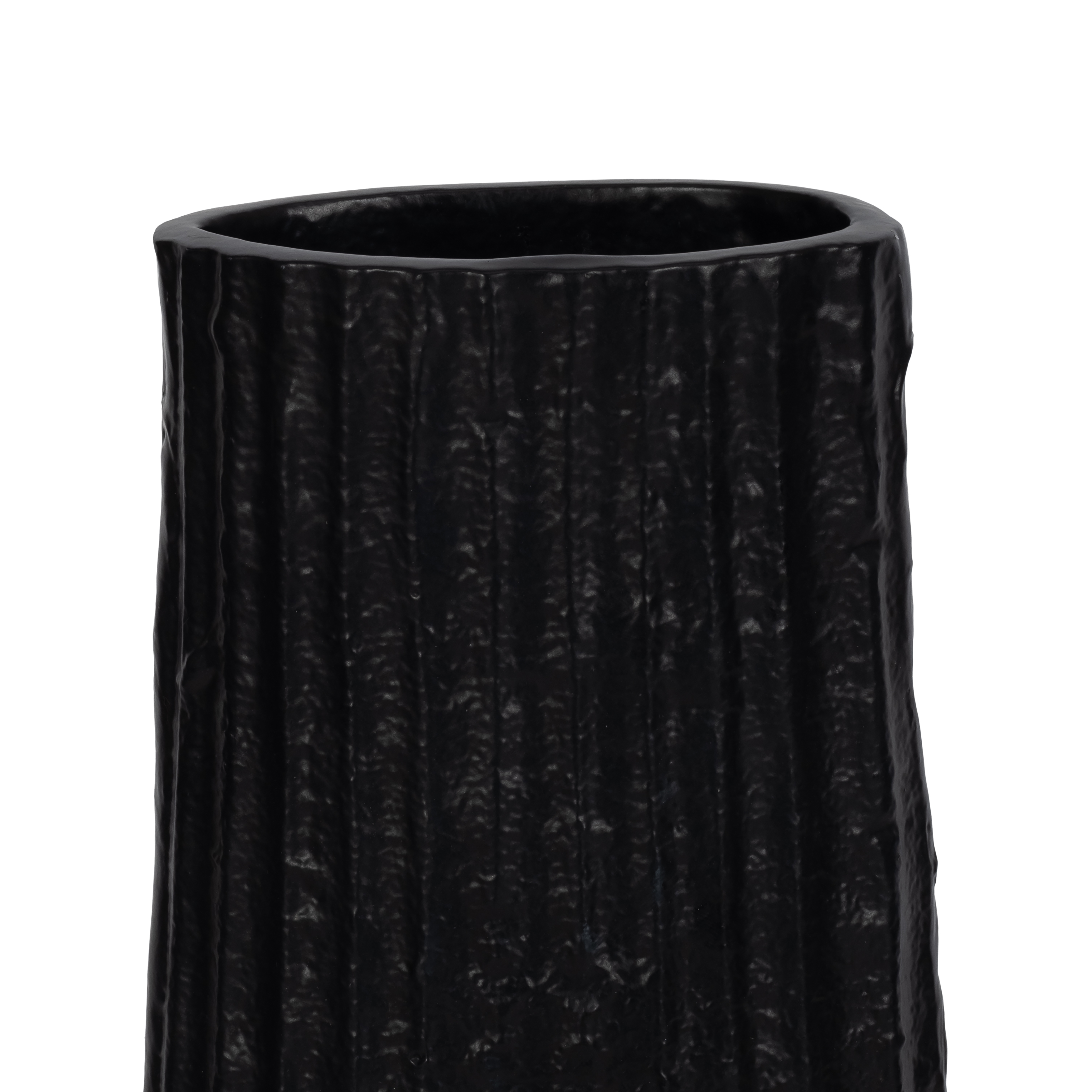 Sagebrook 48" Metal Ribbed Floor Vase - Black