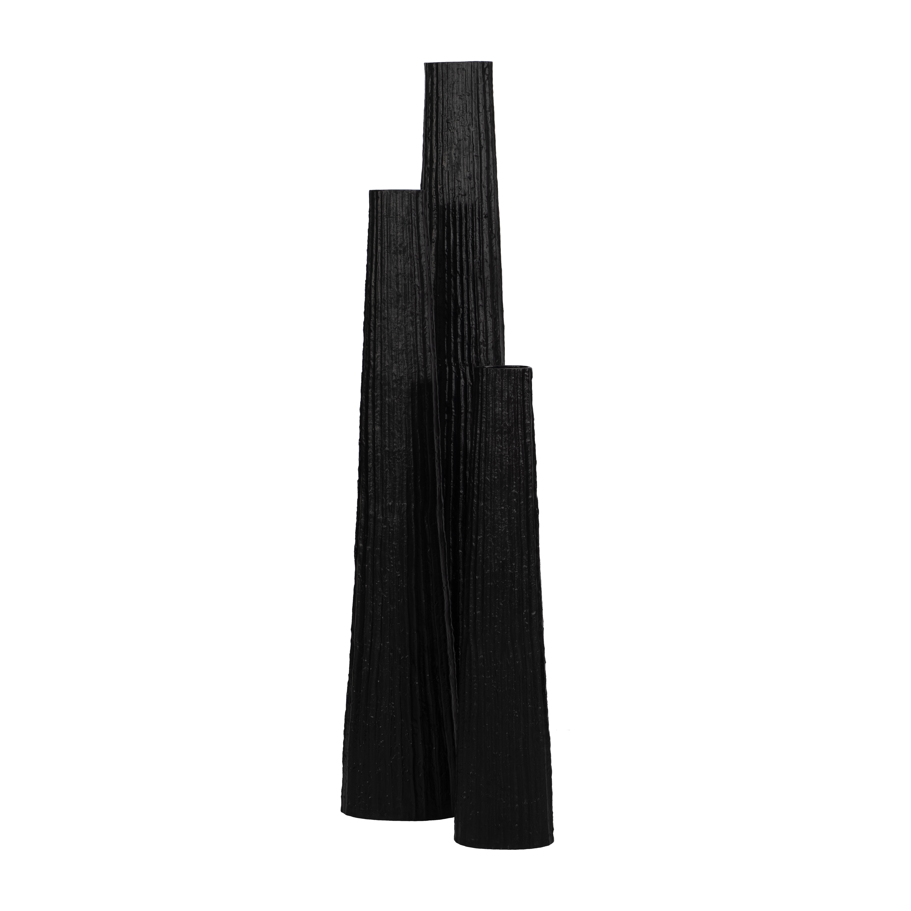 Sagebrook 48" Metal Ribbed Floor Vase - Black