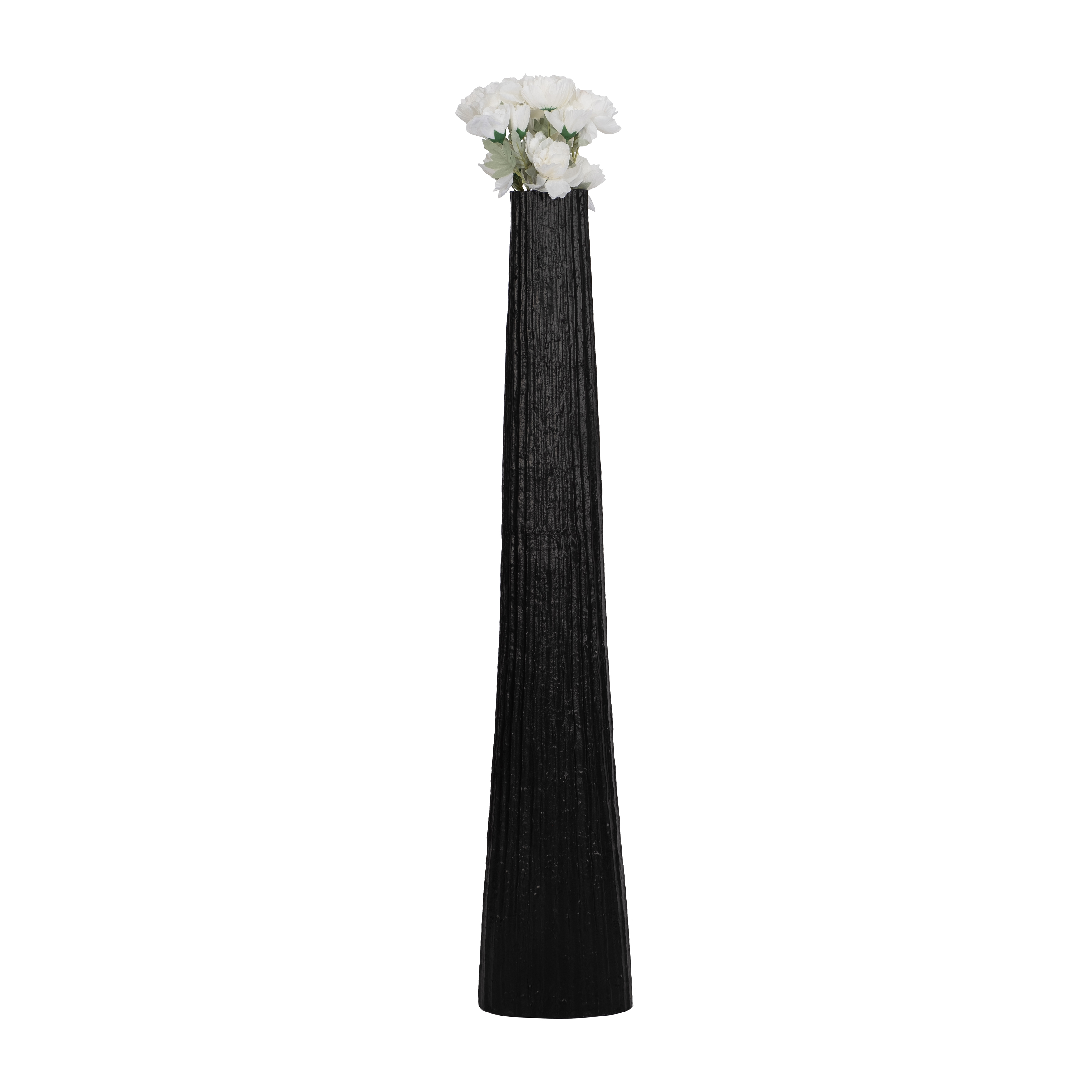 Sagebrook 58" Metal Ribbed Floor Vase - Black