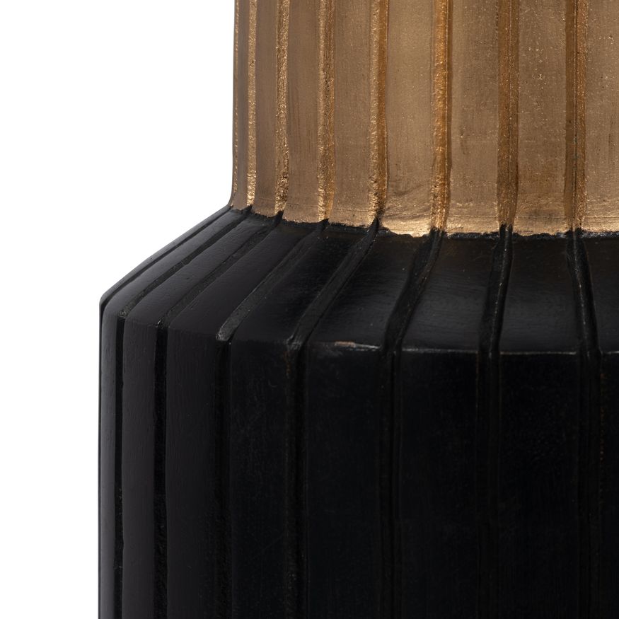 Sagebrook 11" Wood Carved Totem Vase With Gold Top - Black/Gold