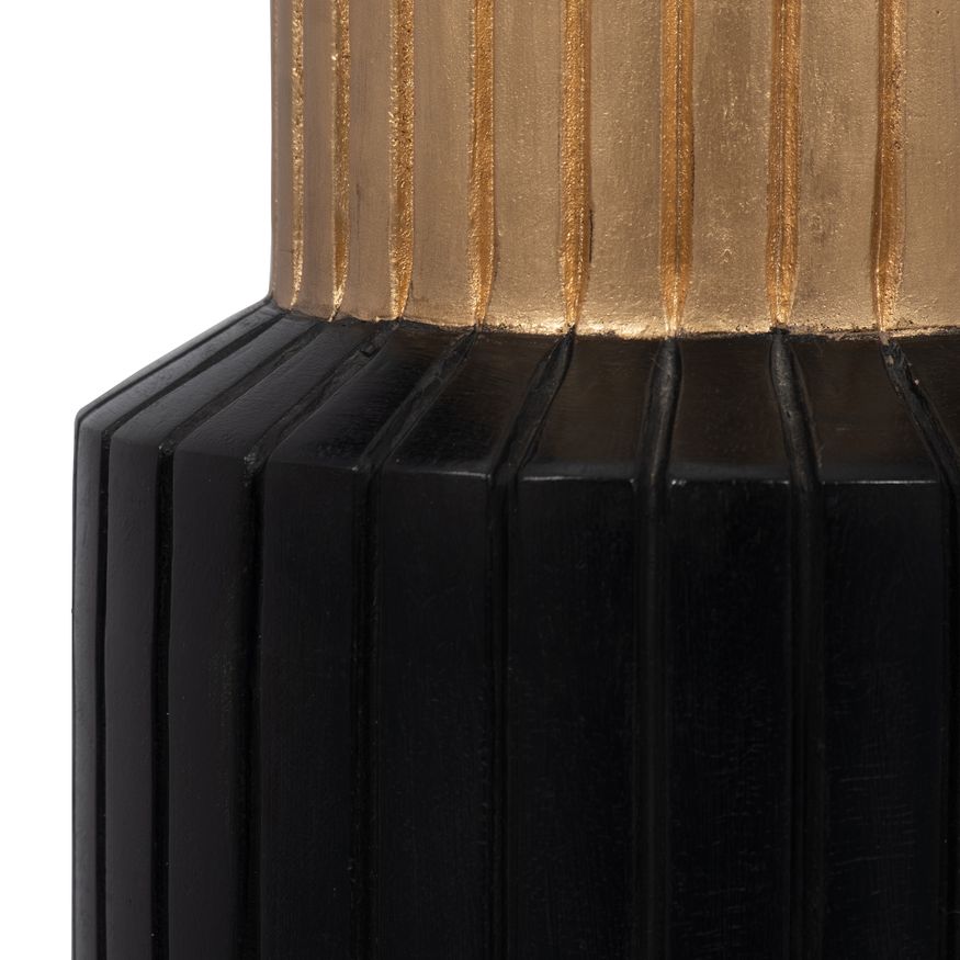 Sagebrook 14" Wood Carved Totem Vase With Gold Top - Black/Gold