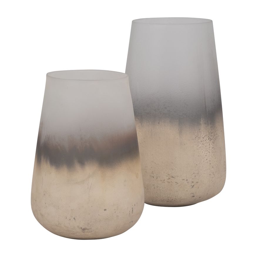 Sagebrook 9" Glass Antiqued Finish Vase - Ivory