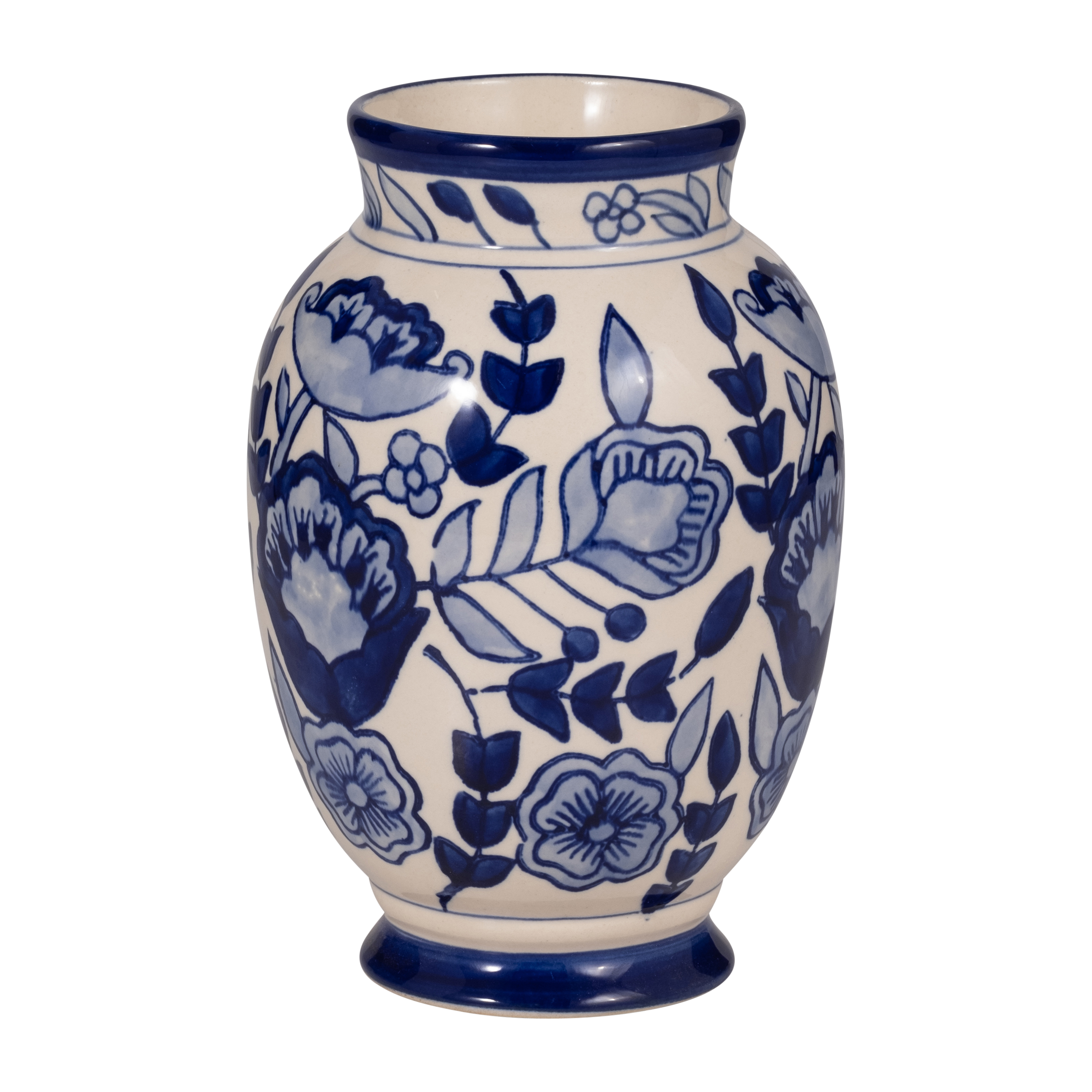 Sagebrook - 9" Ceramic Flowers Talavera Vase in Blue/White