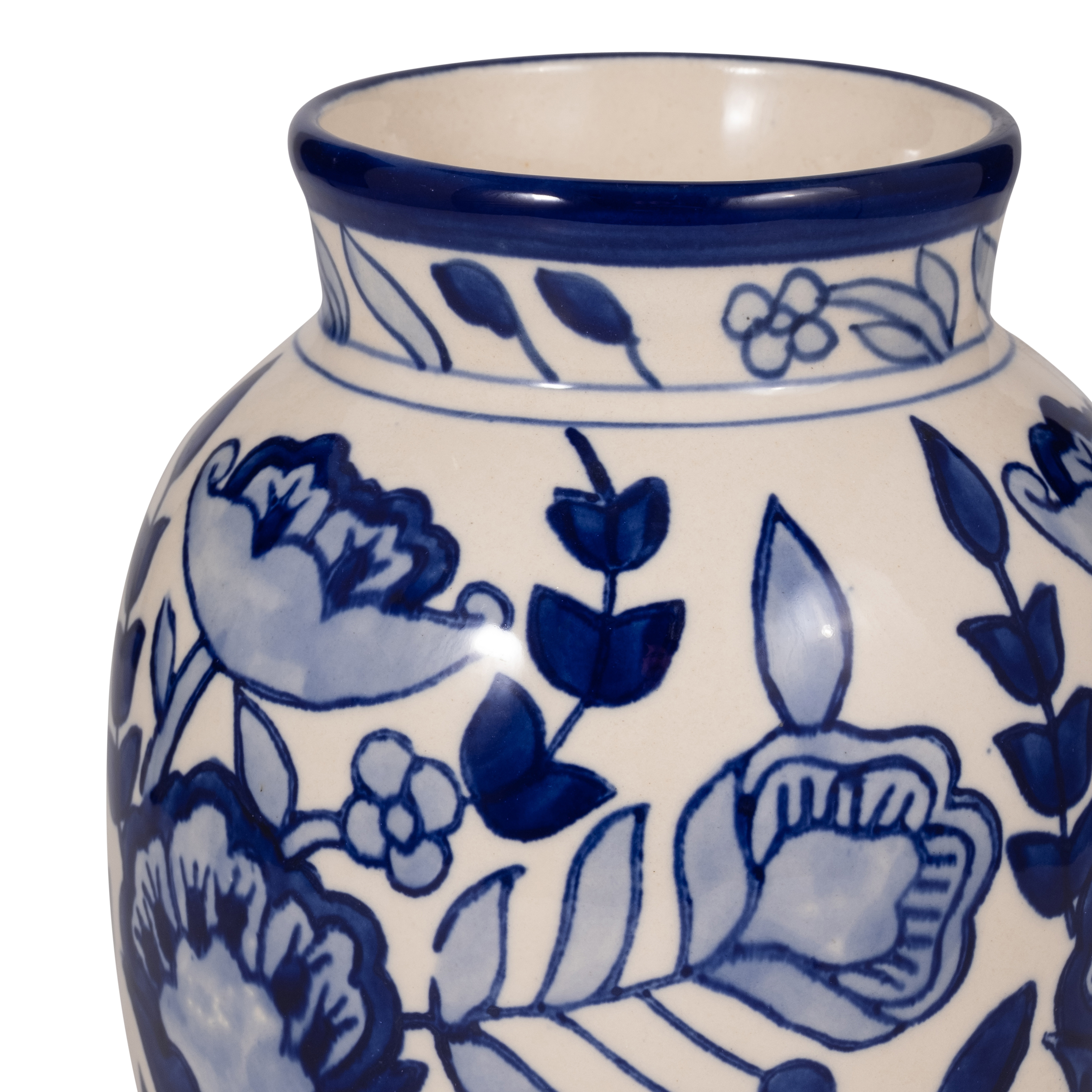 Sagebrook - 9" Ceramic Flowers Talavera Vase in Blue/White