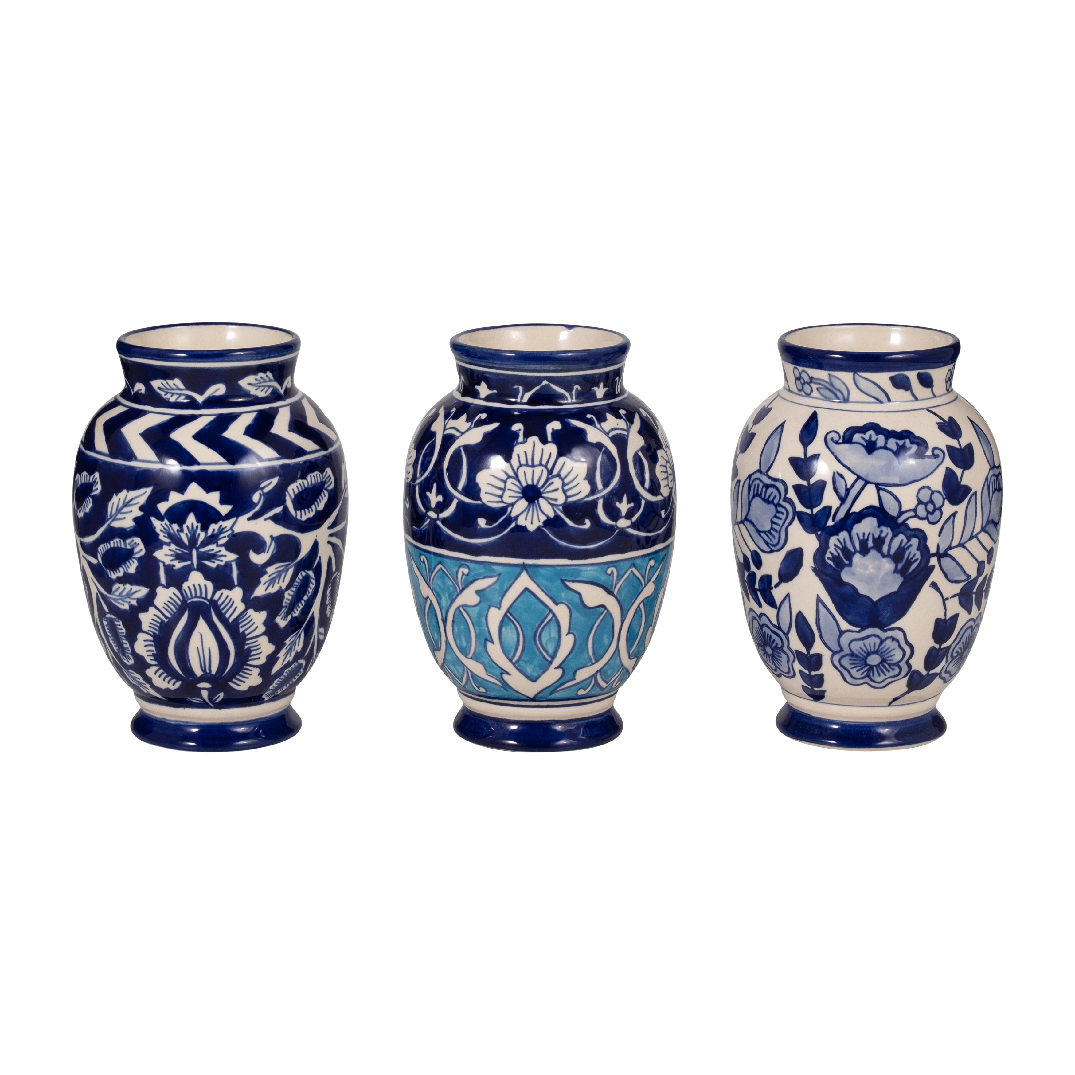 Sagebrook - 9" Ceramic Flowers Talavera Vase in Blue/White