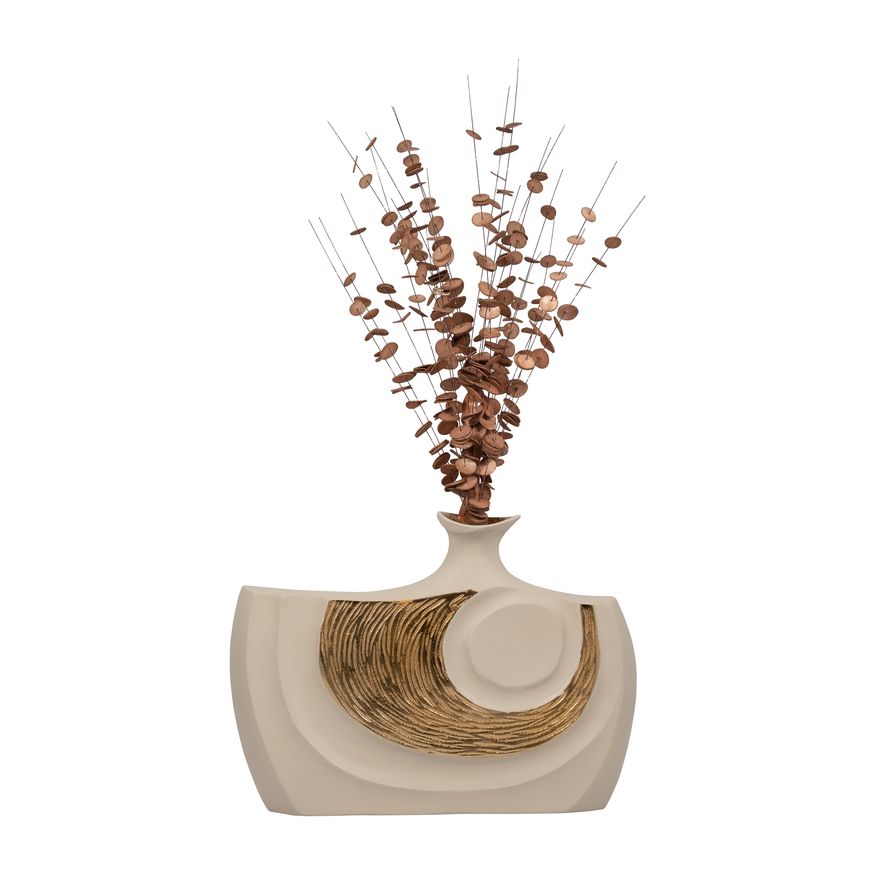 Sagebrook 13" Metal Embossed Swirl Vase - Gold/Nude