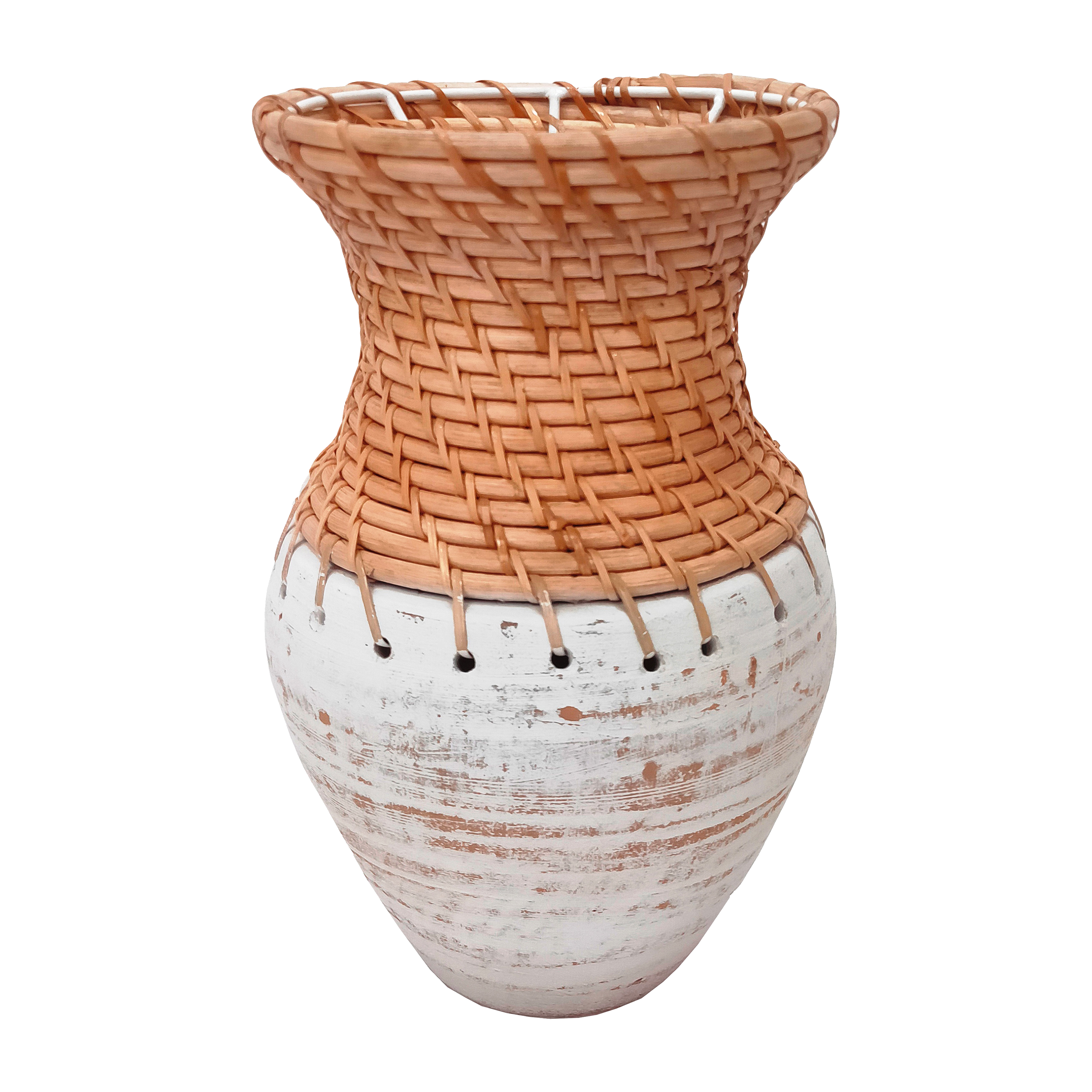 Sagebrook 9" Clay Vase With Woven Top