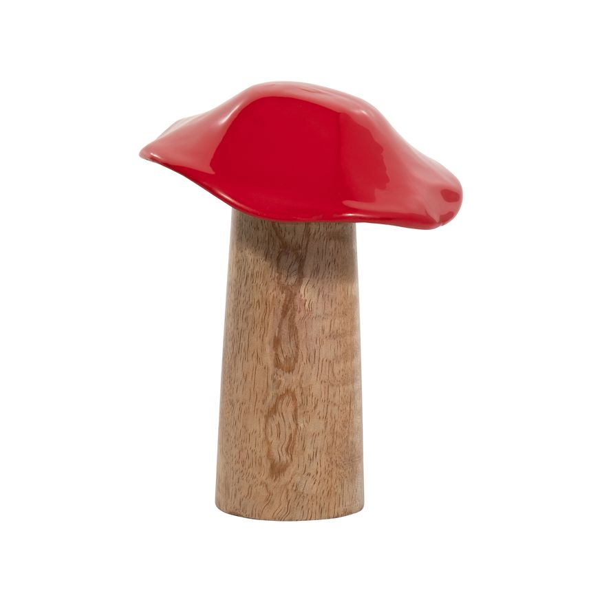 Sagebrook 6" Wood Toadstool Mushroom - Red