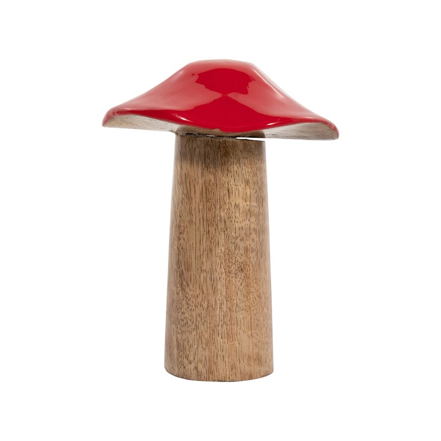 Sagebrook 6" Wood Toadstool Mushroom - Red