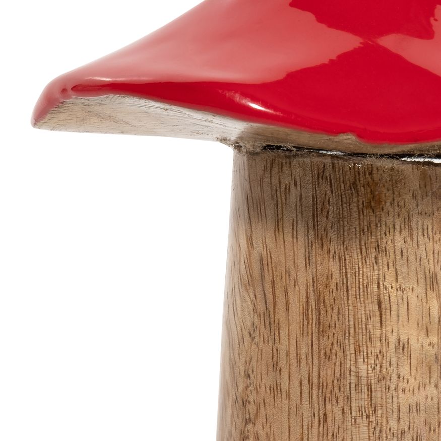 Sagebrook 6" Wood Toadstool Mushroom - Red