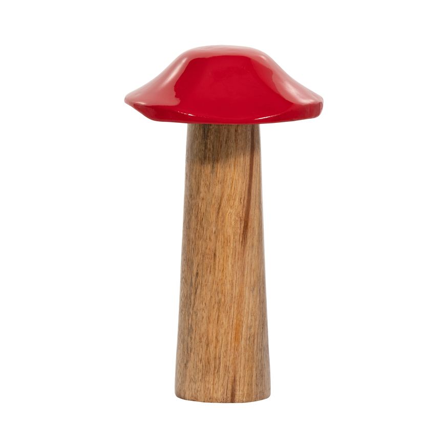 Sagebrook 8" Wood Toadstool Mushroom - Red